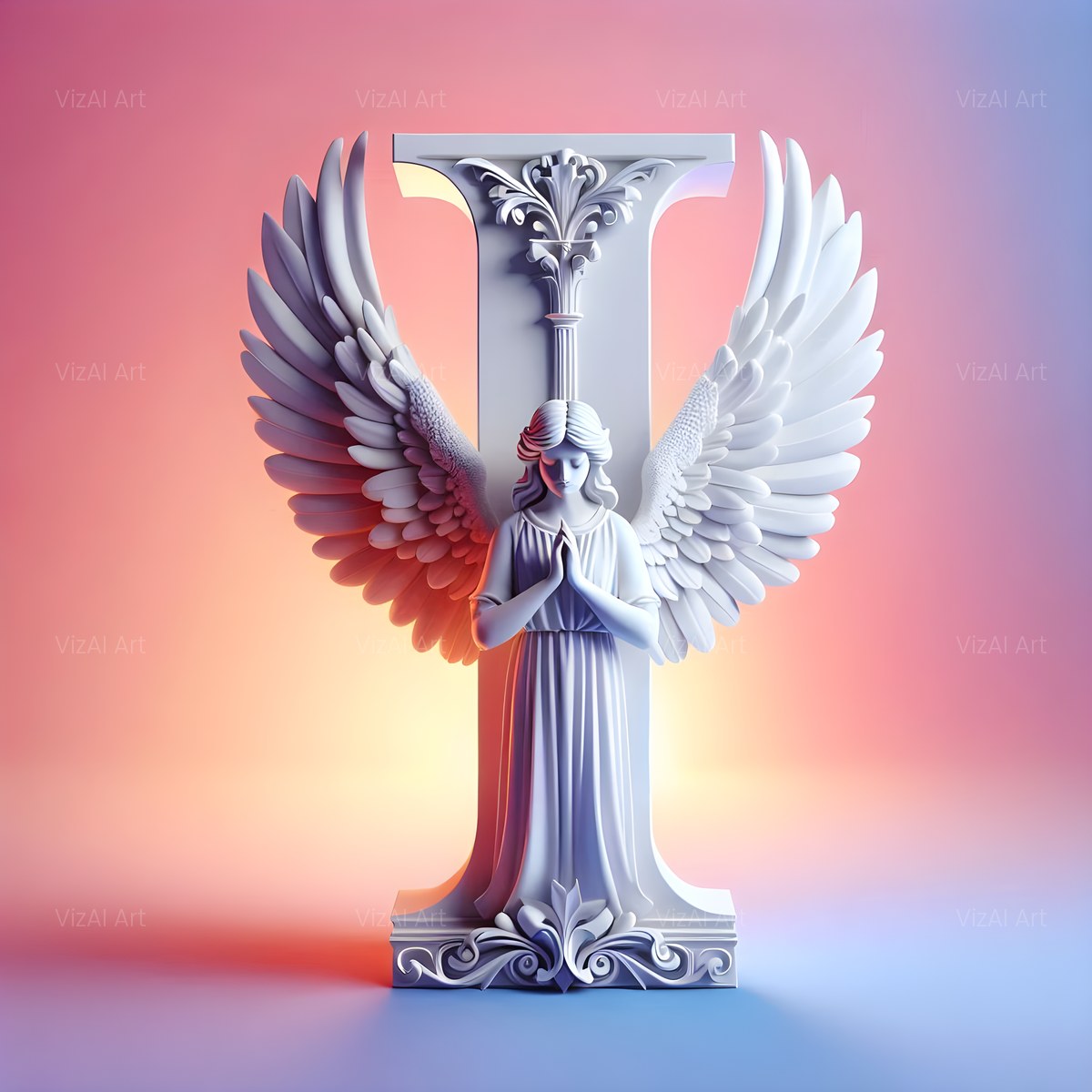 Angel Wing Feather alphabet — printable letter I