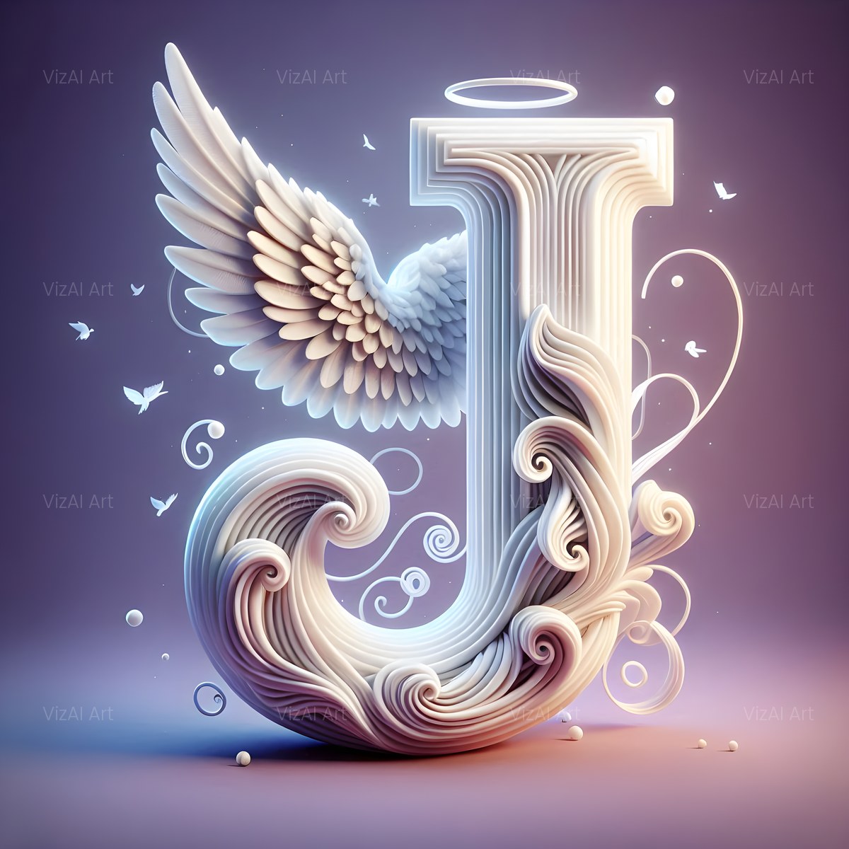Angel Wing Feather alphabet — printable letter J