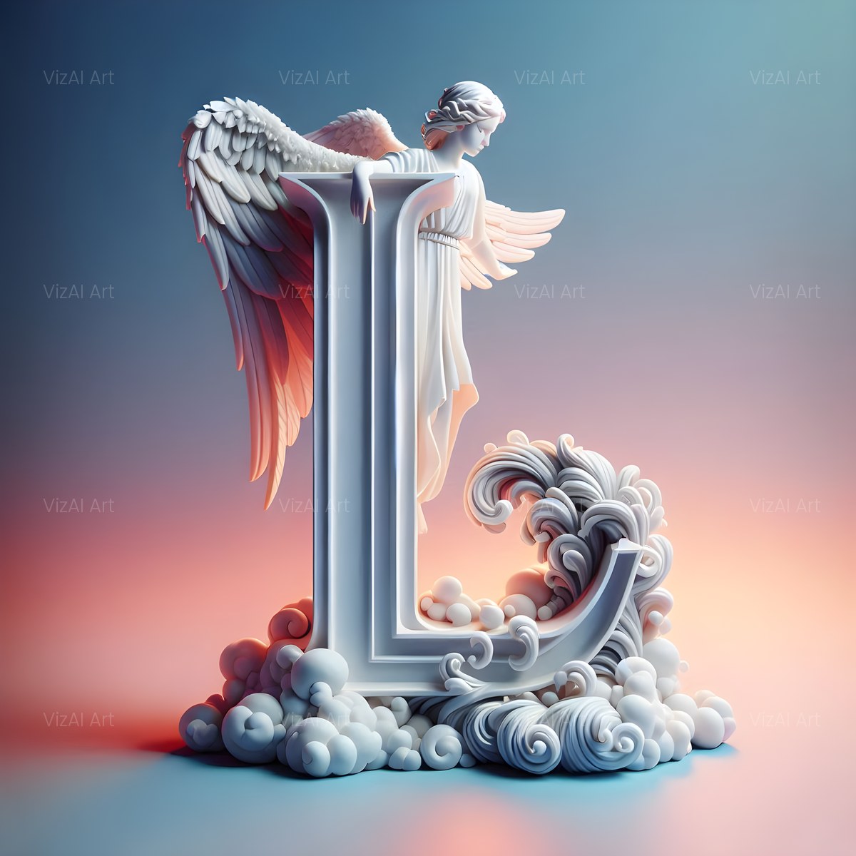 Angel Wing Feather alphabet — printable letter L