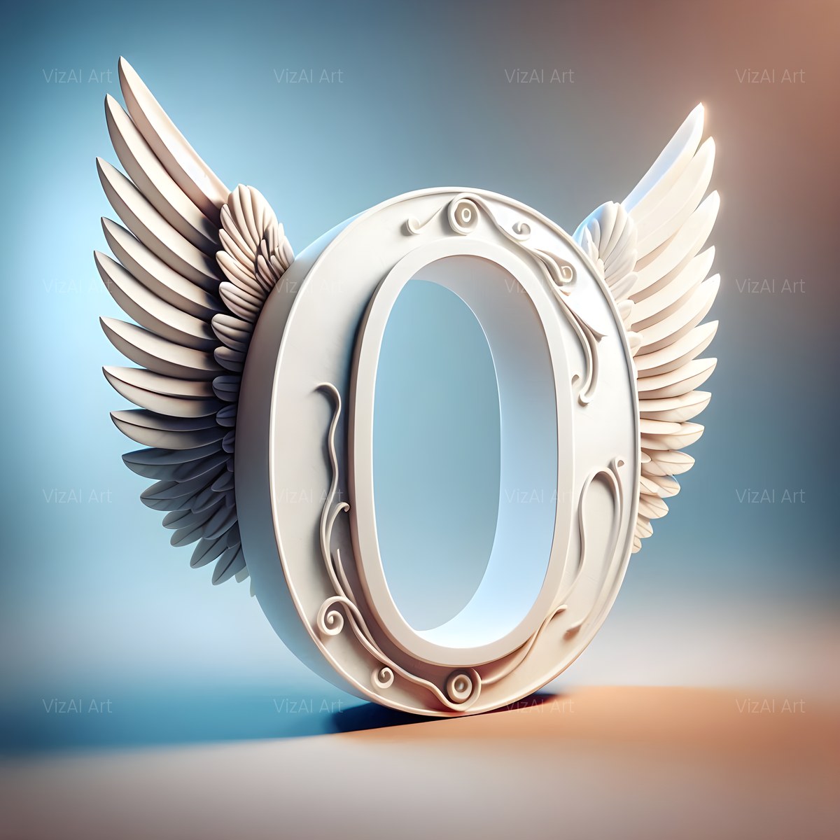 Angel Wing Feather alphabet — printable letter O