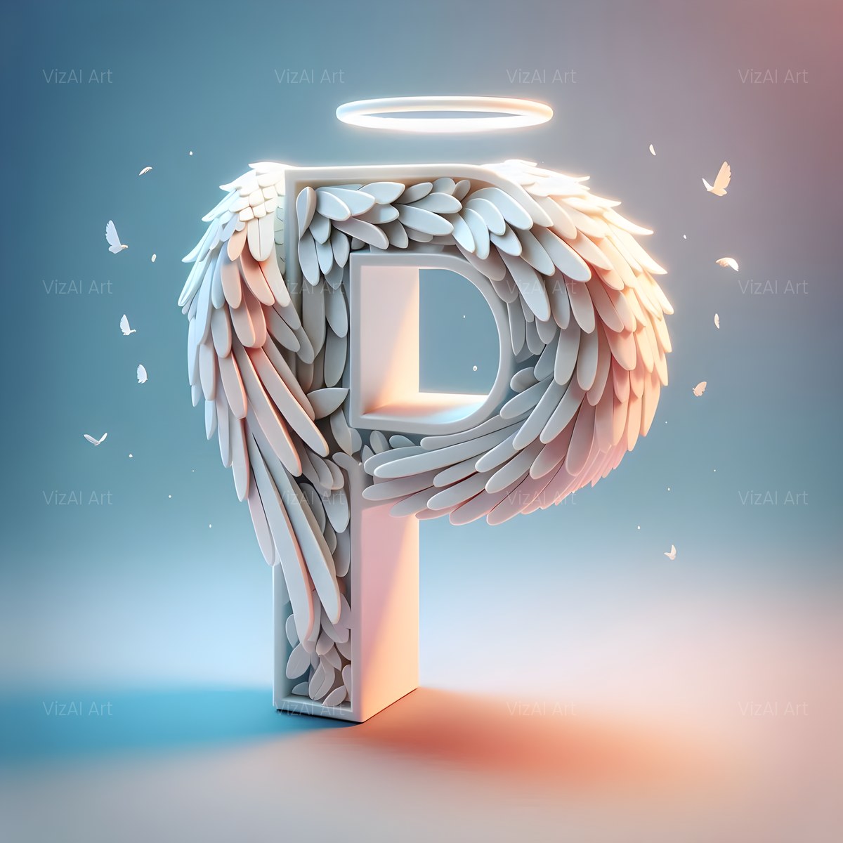 Angel Wing Feather alphabet — printable letter P
