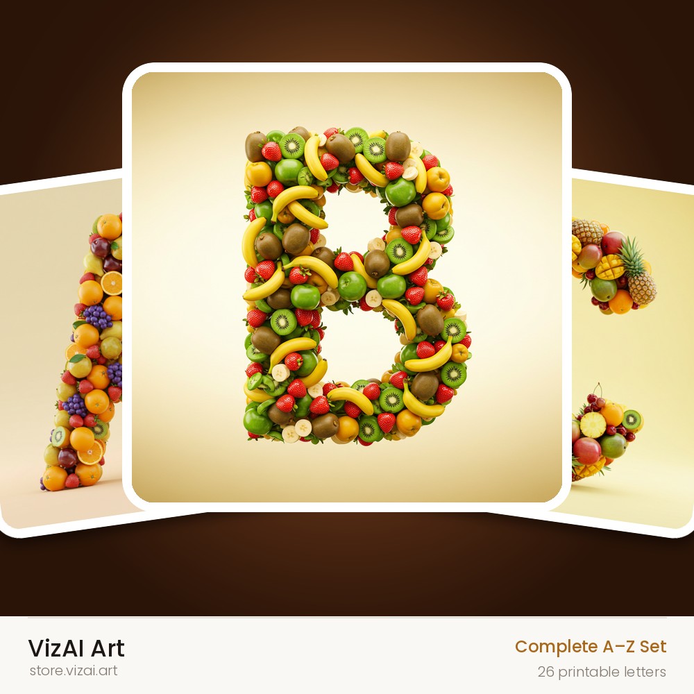 Fresh Fruit Medley alphabet — choose an individual printable letter