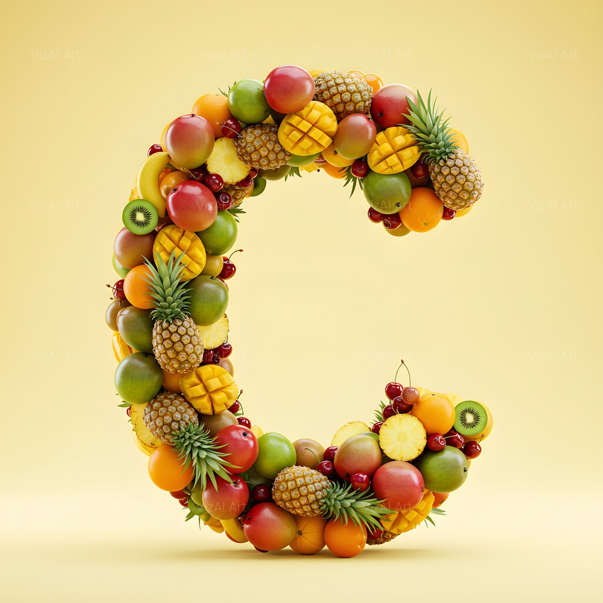Fresh Fruit Medley alphabet — printable letter C