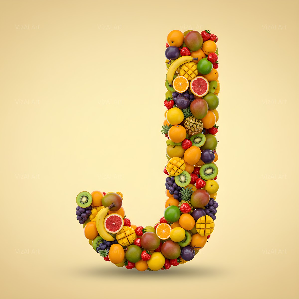 Fresh Fruit Medley alphabet — printable letter J