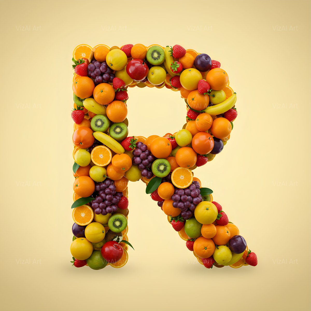 Fresh Fruit Medley alphabet — printable letter R