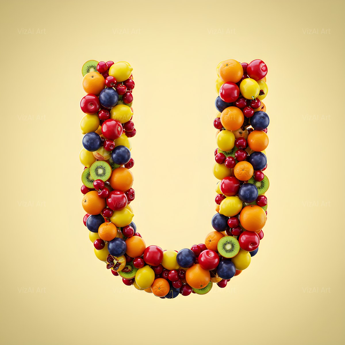 Fresh Fruit Medley alphabet — printable letter U