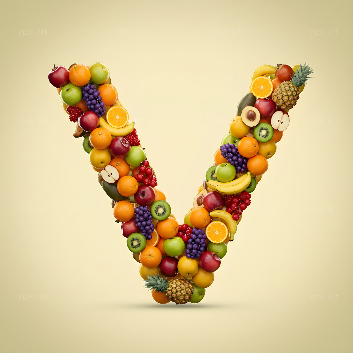 Fresh Fruit Medley alphabet — printable letter V