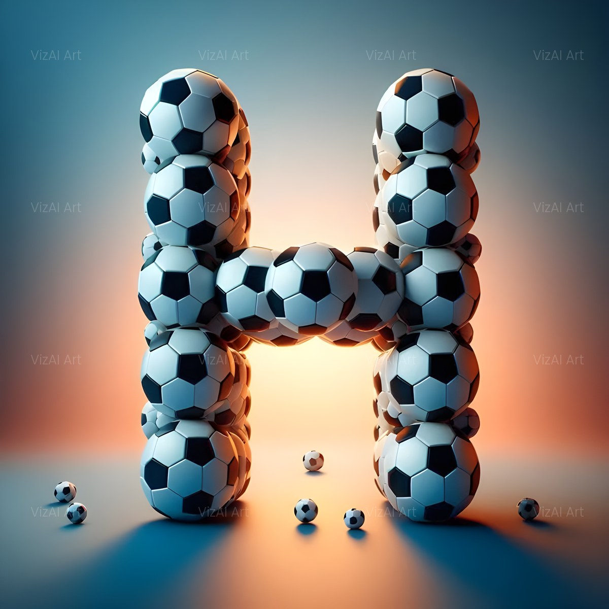 Football Match Ball alphabet — printable letter H
