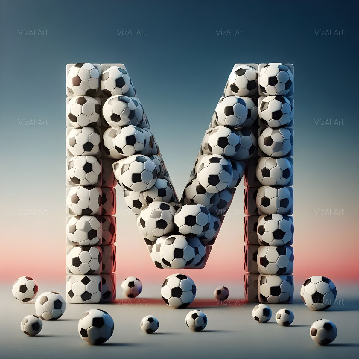 Football Match Ball alphabet — printable letter M