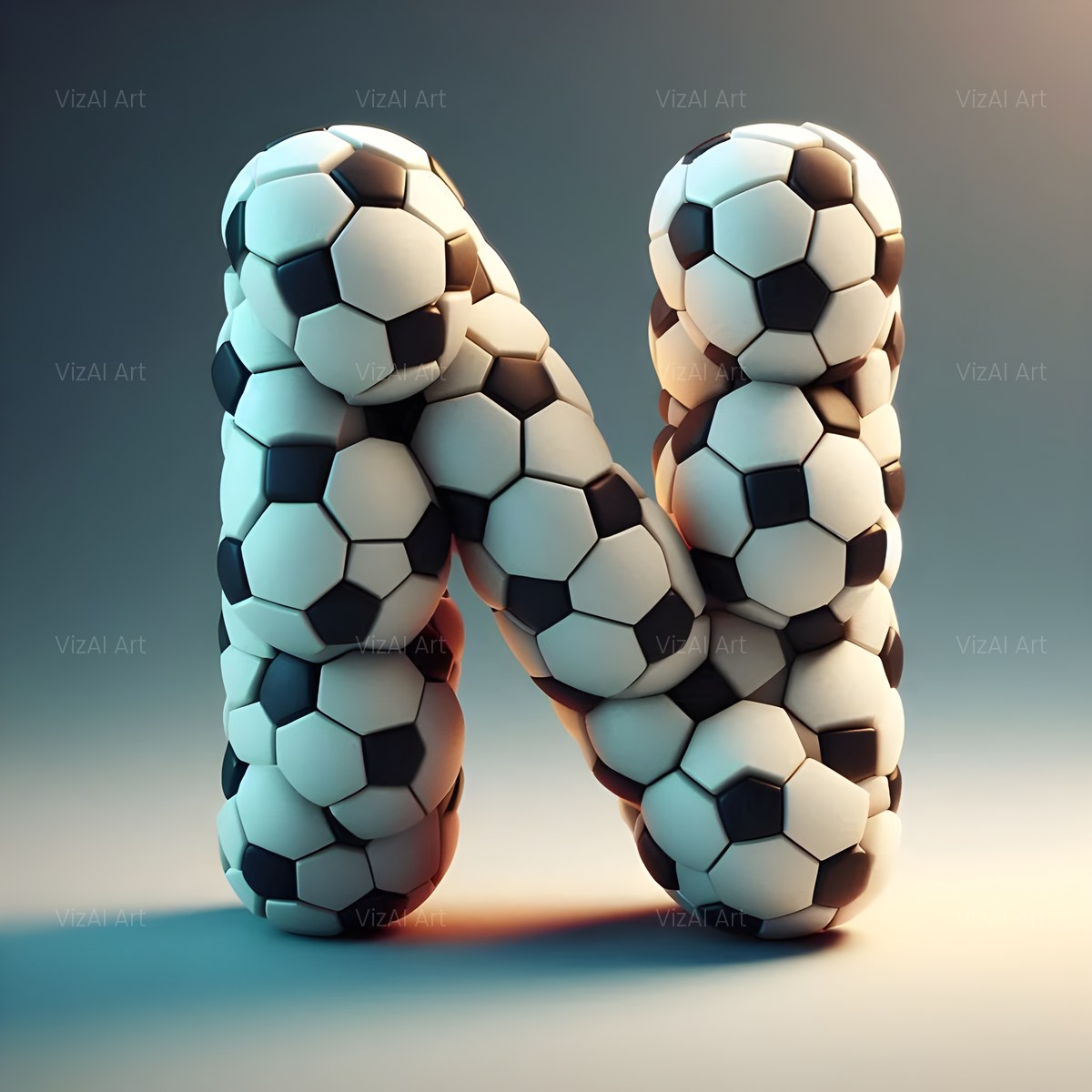 Football Match Ball alphabet — printable letter N