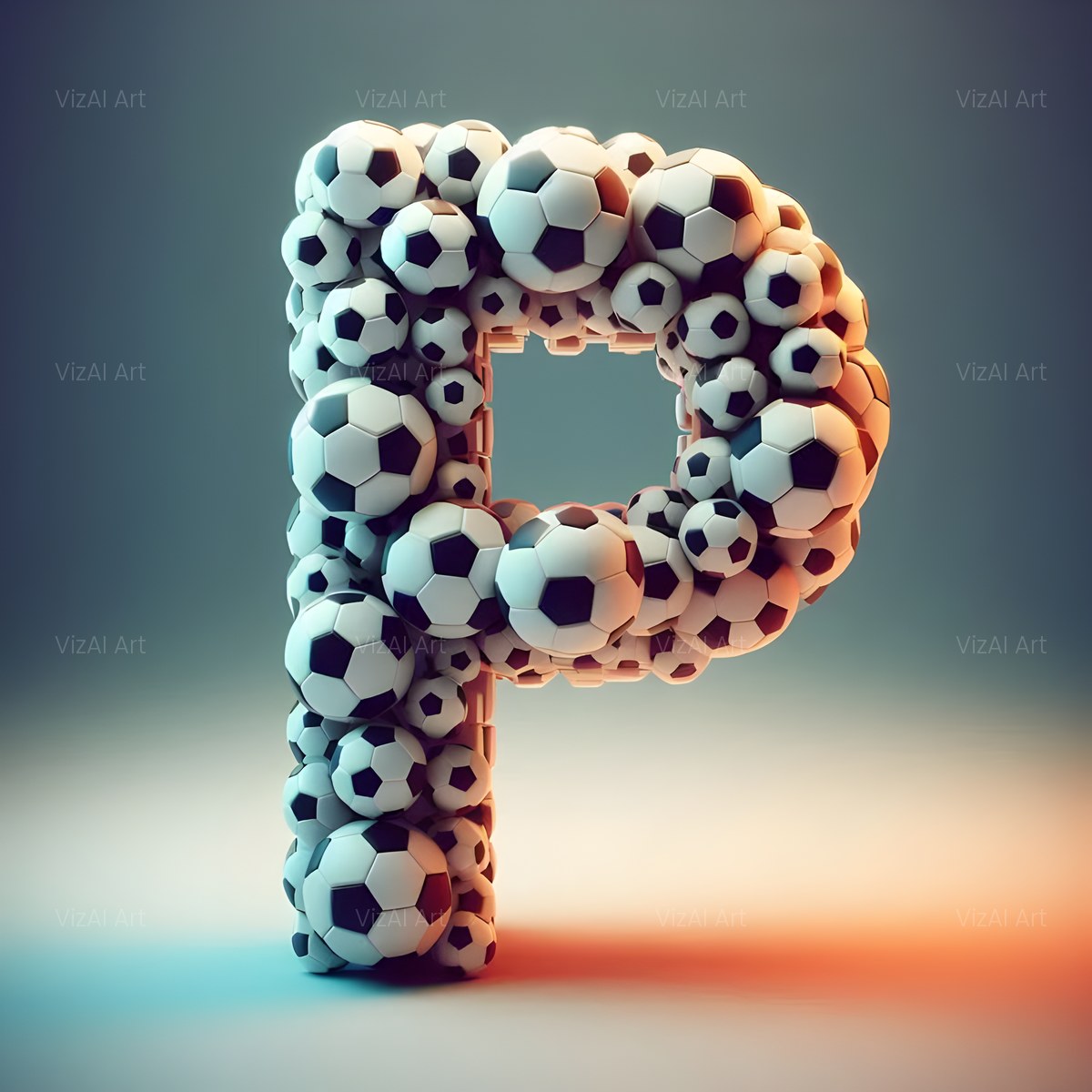 Football Match Ball alphabet — printable letter P
