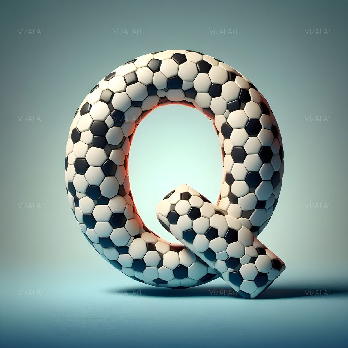 Football Match Ball alphabet — printable letter Q