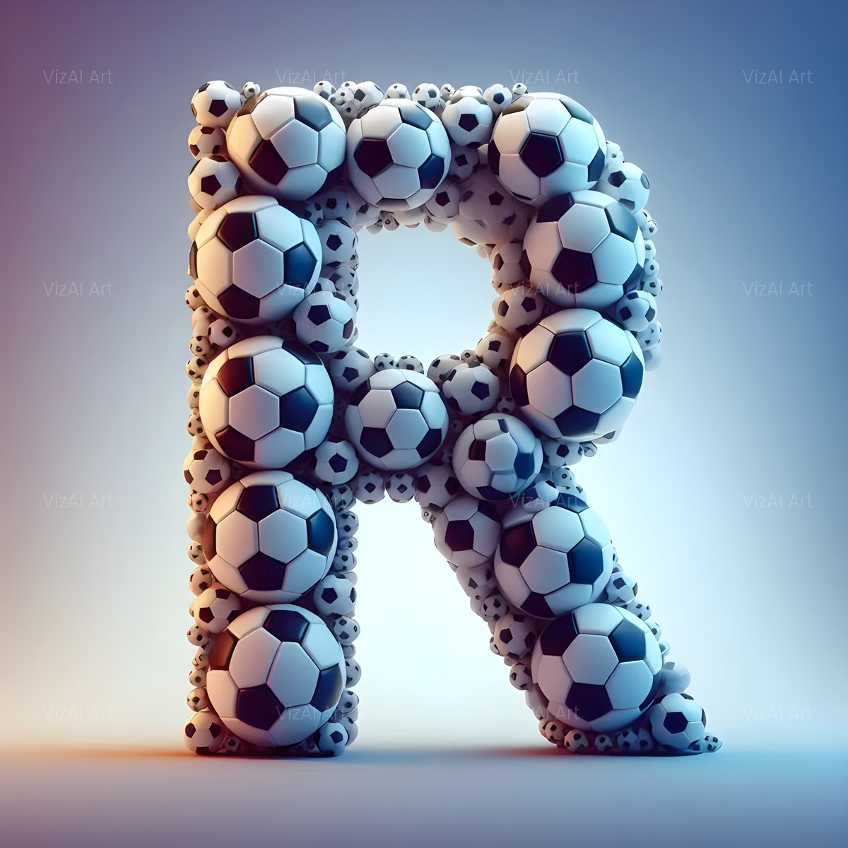 Football Match Ball alphabet — printable letter R