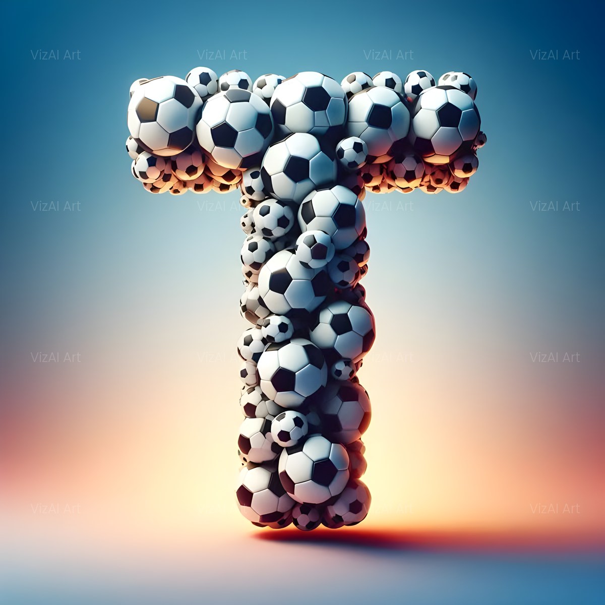 Football Match Ball alphabet — printable letter T
