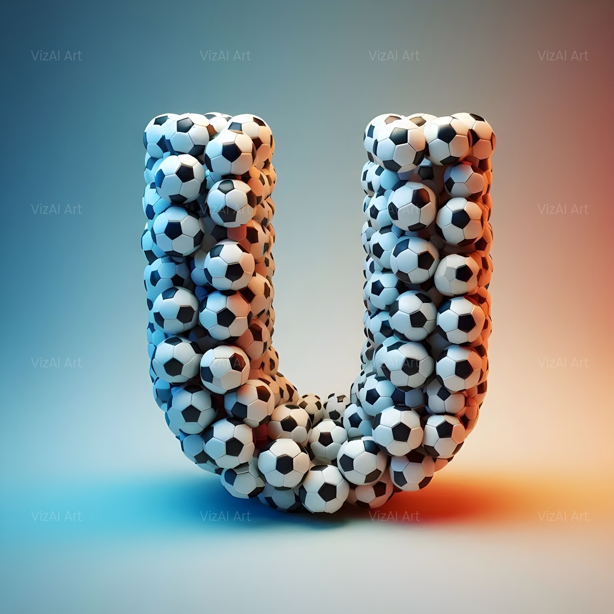 Football Match Ball alphabet — printable letter U