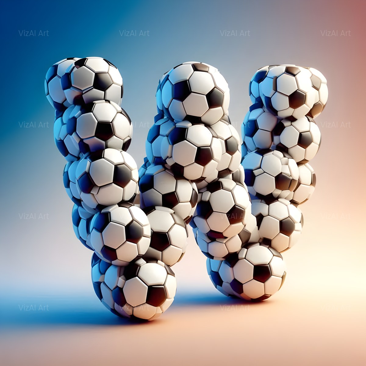 Football Match Ball alphabet — printable letter W