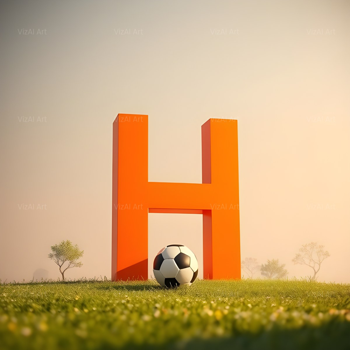 Football Sunset Pitch alphabet — printable letter H