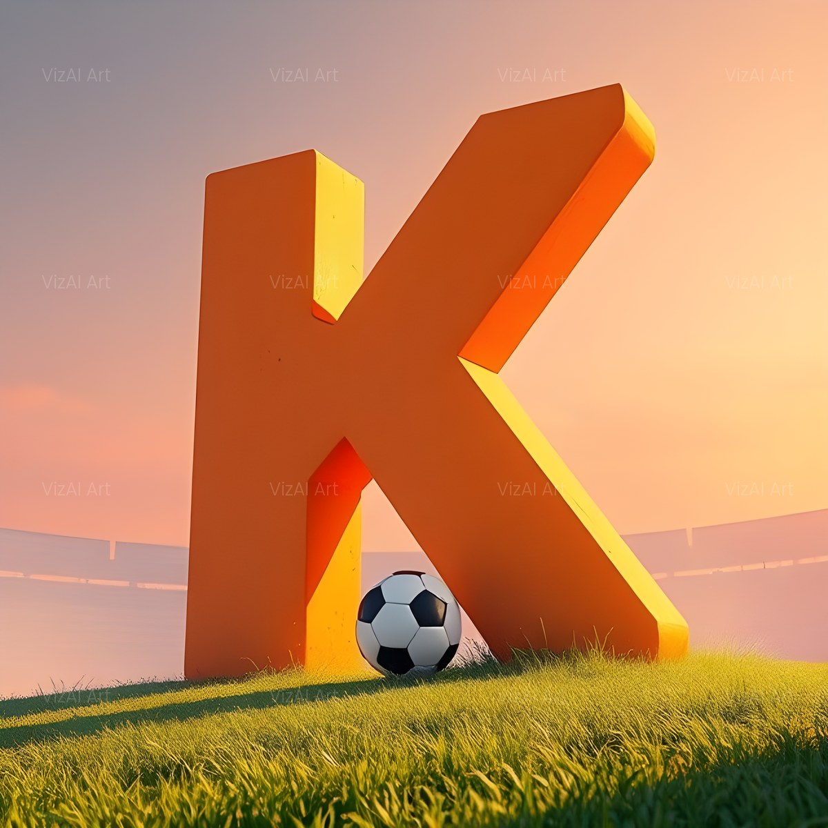 Football Sunset Pitch alphabet — printable letter K