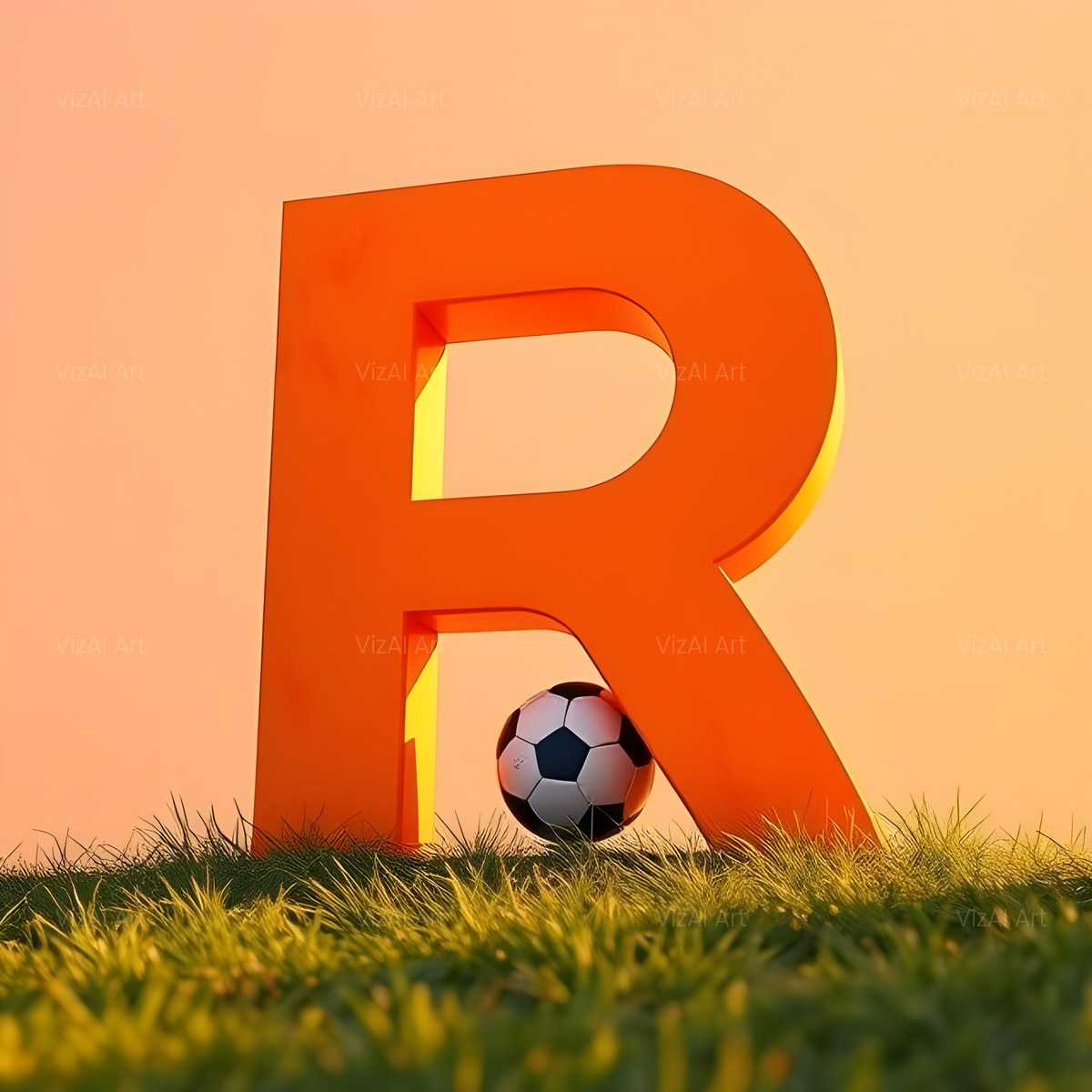 Football Sunset Pitch alphabet — printable letter R