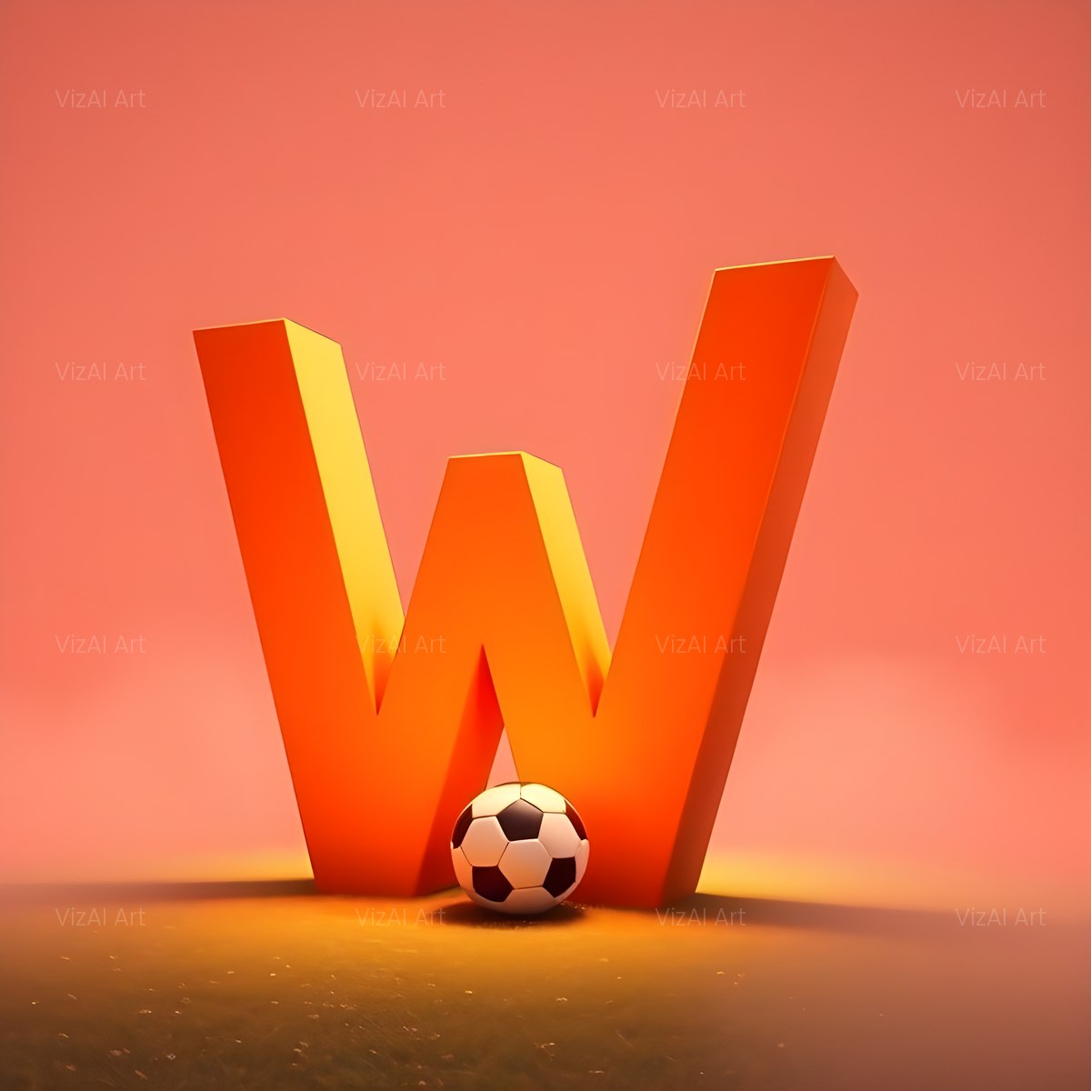 Football Sunset Pitch alphabet — printable letter W