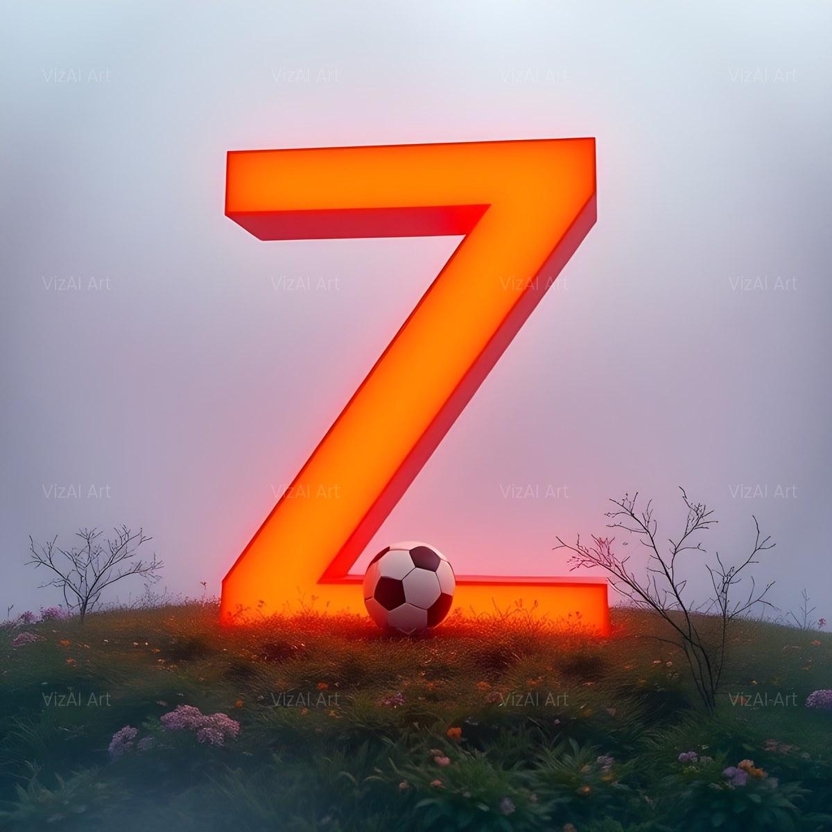 Football Sunset Pitch alphabet — printable letter Z