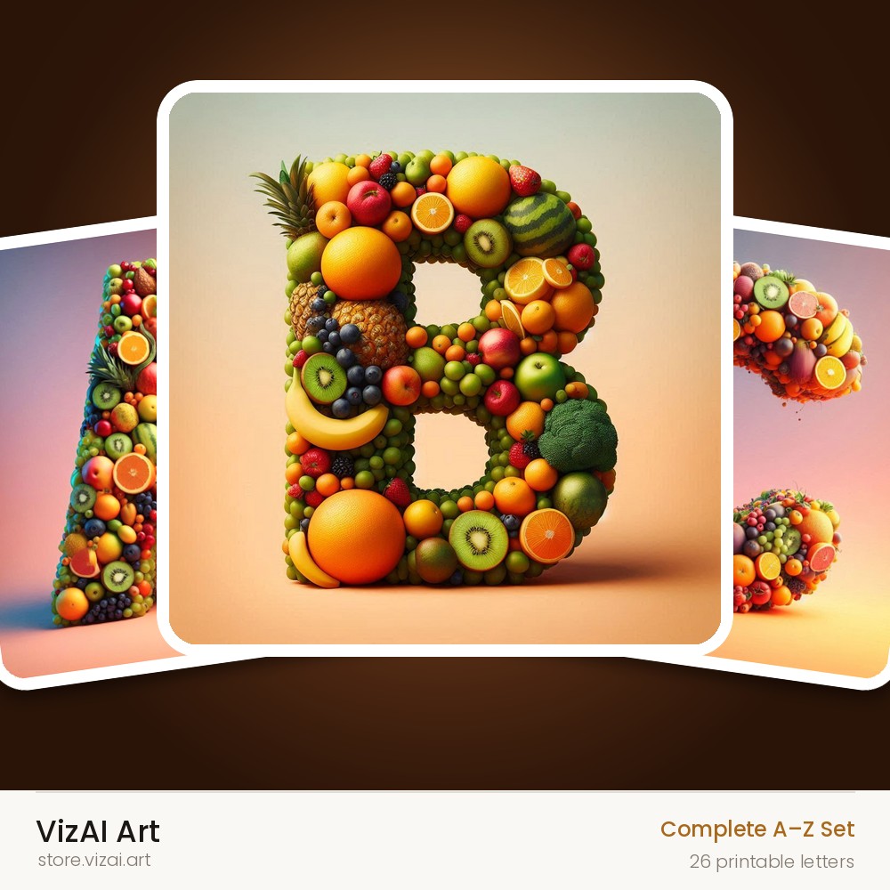 VizAI Art — complete A–Z printable alphabet set