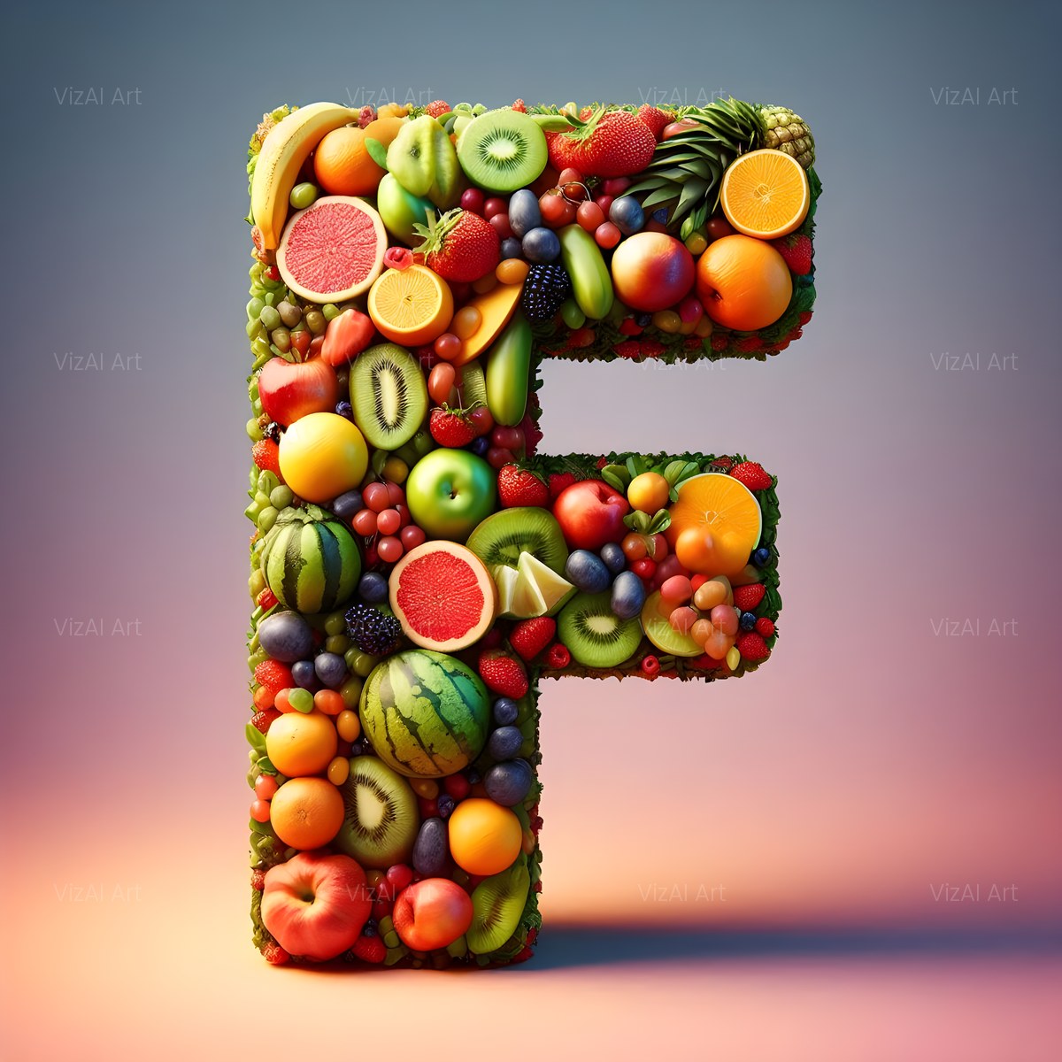 Fresh Fruit Harvest alphabet — printable letter F