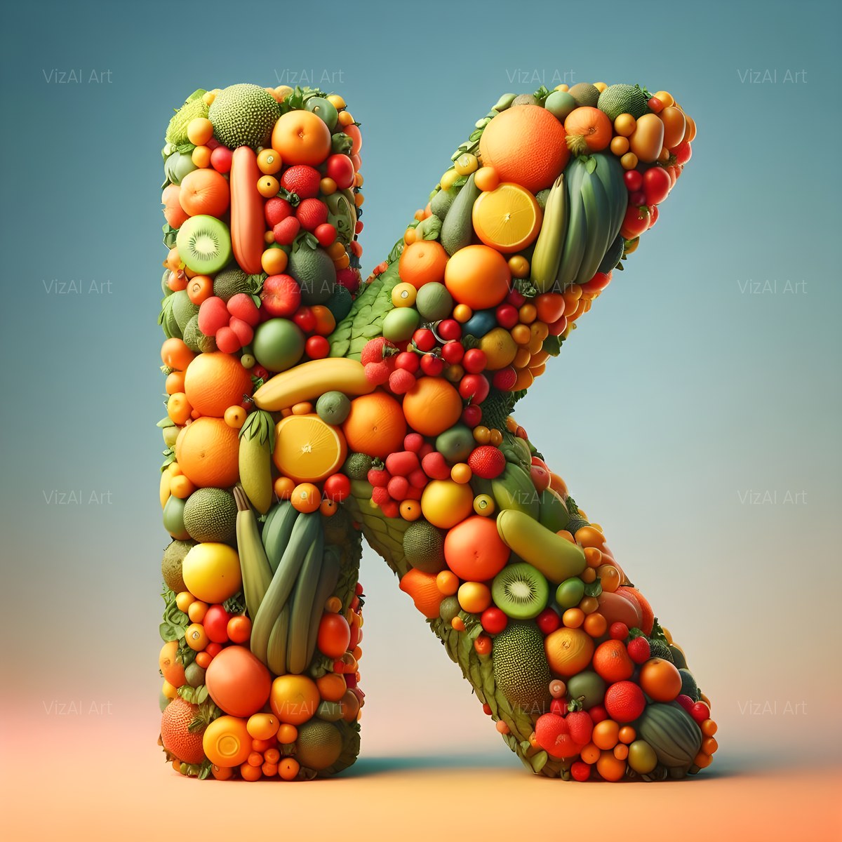 Fresh Fruit Harvest alphabet — printable letter K
