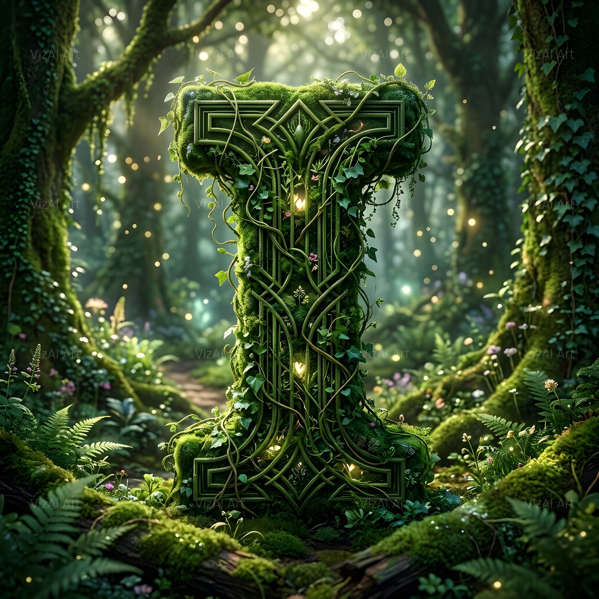 Forest Vine Canopy alphabet — printable letter I