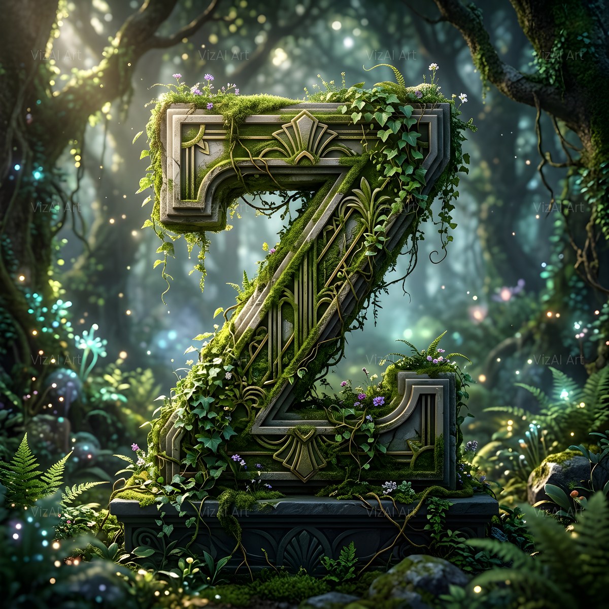 Forest Vine Canopy alphabet — printable letter Z