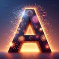 Firework Night Burst alphabet — printable letter A