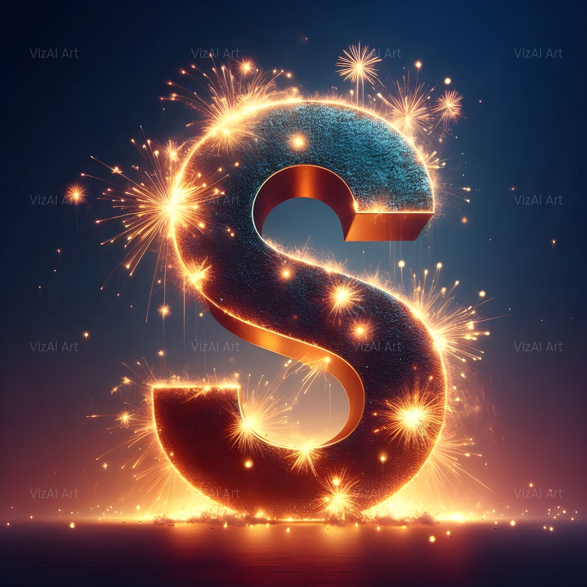 Firework Night Burst alphabet — printable letter S