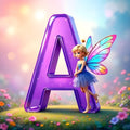 Violet Rainbow Fairy alphabet — printable letter A