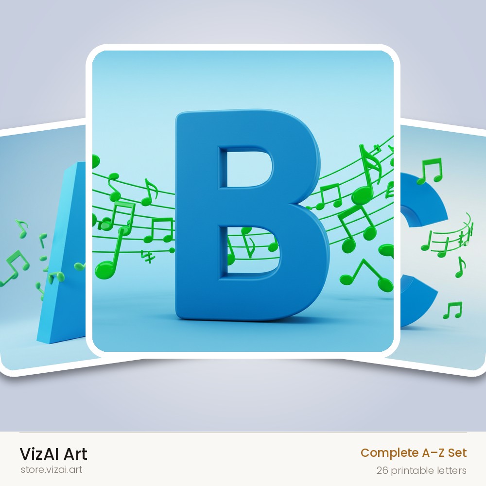 VizAI Art — complete A–Z printable alphabet set