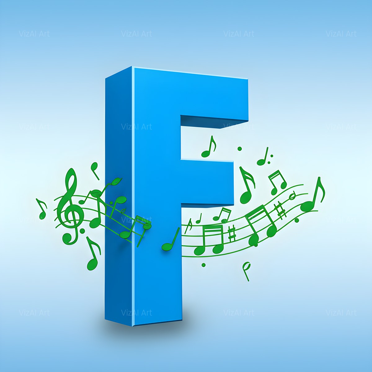 Blue Music Note alphabet — printable letter F