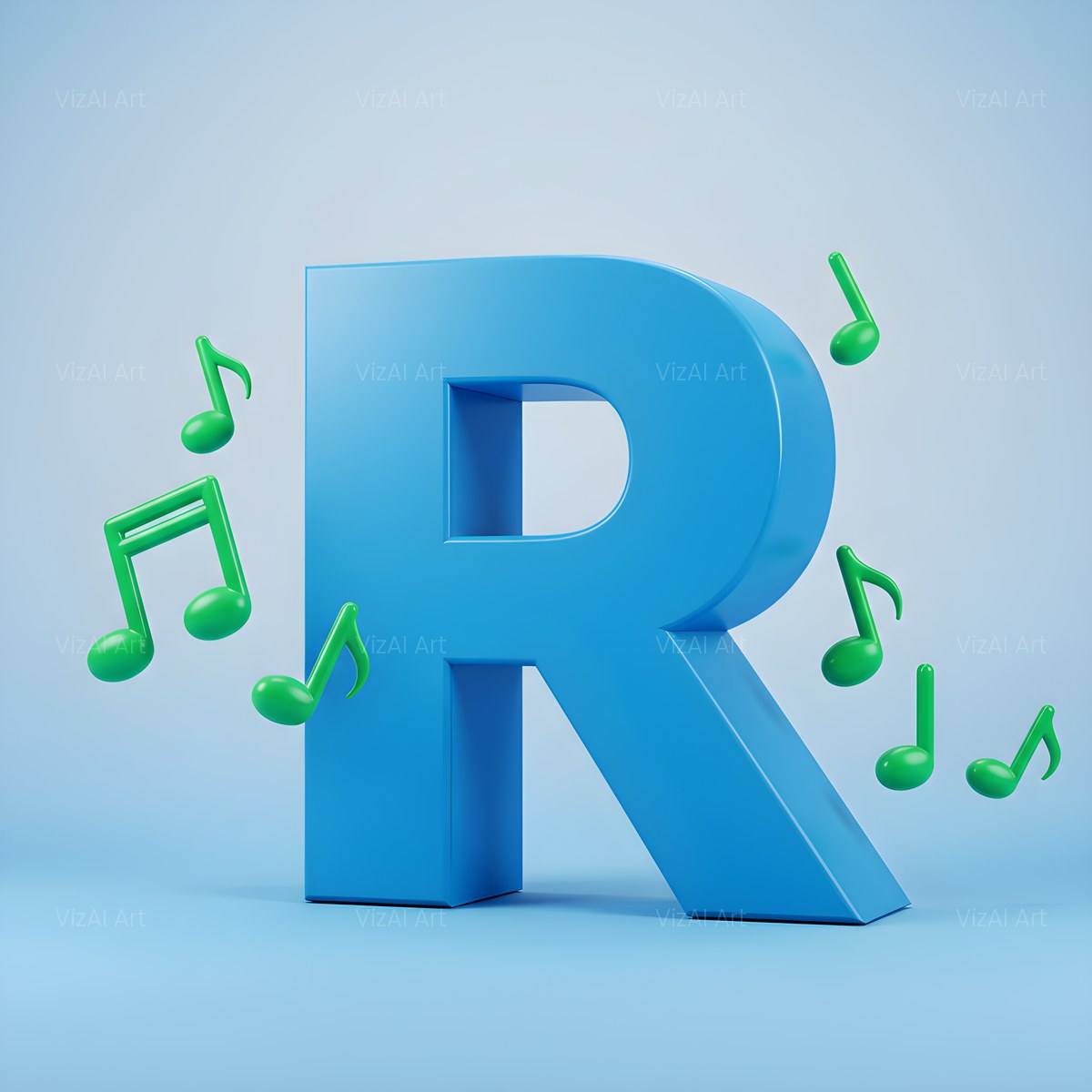 Blue Music Note alphabet — printable letter R