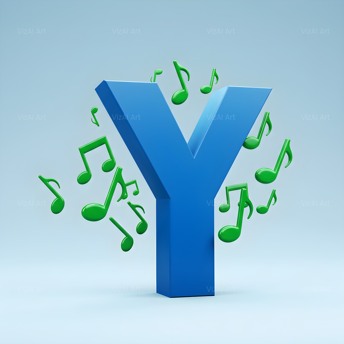 Blue Music Note alphabet — printable letter Y