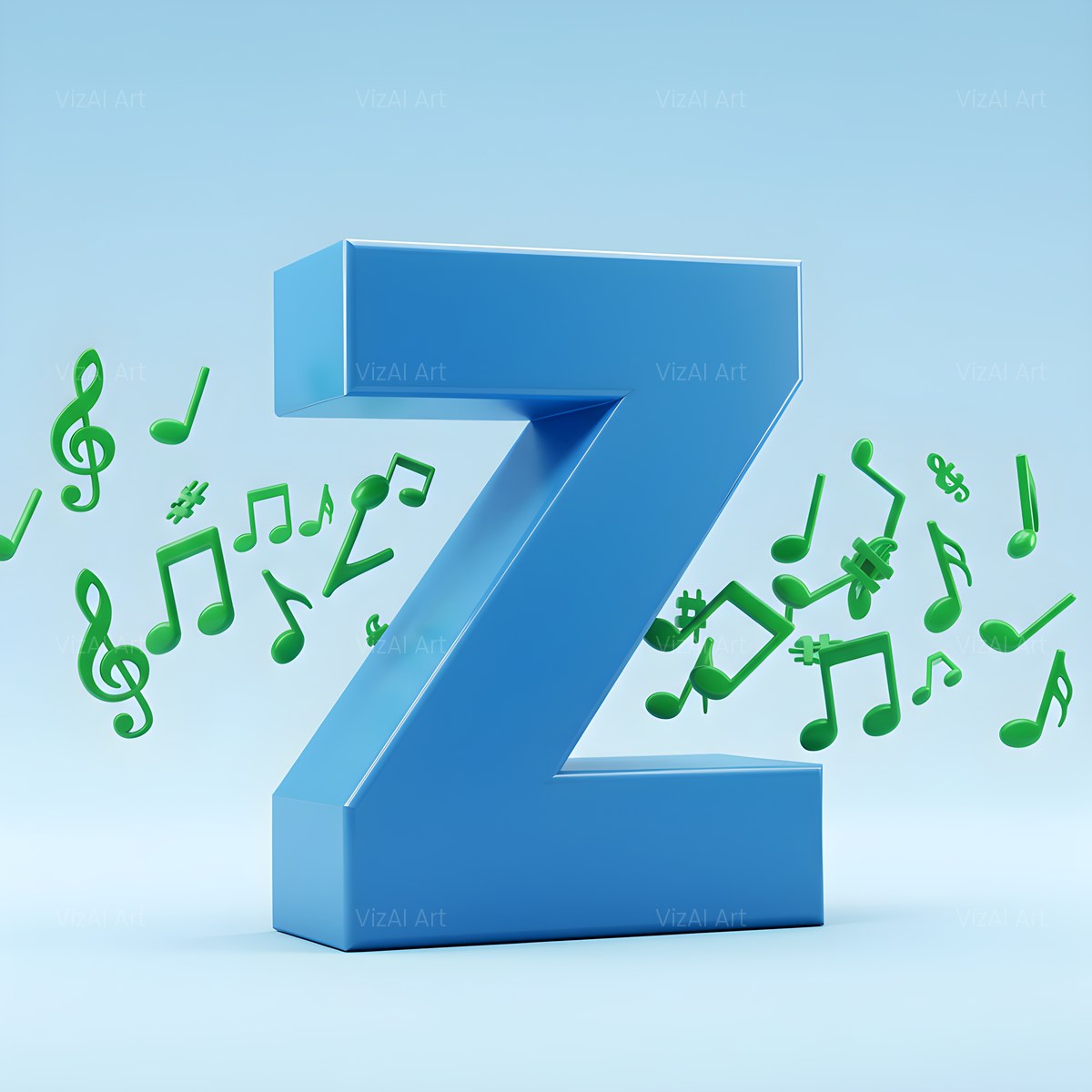 Blue Music Note alphabet — printable letter Z