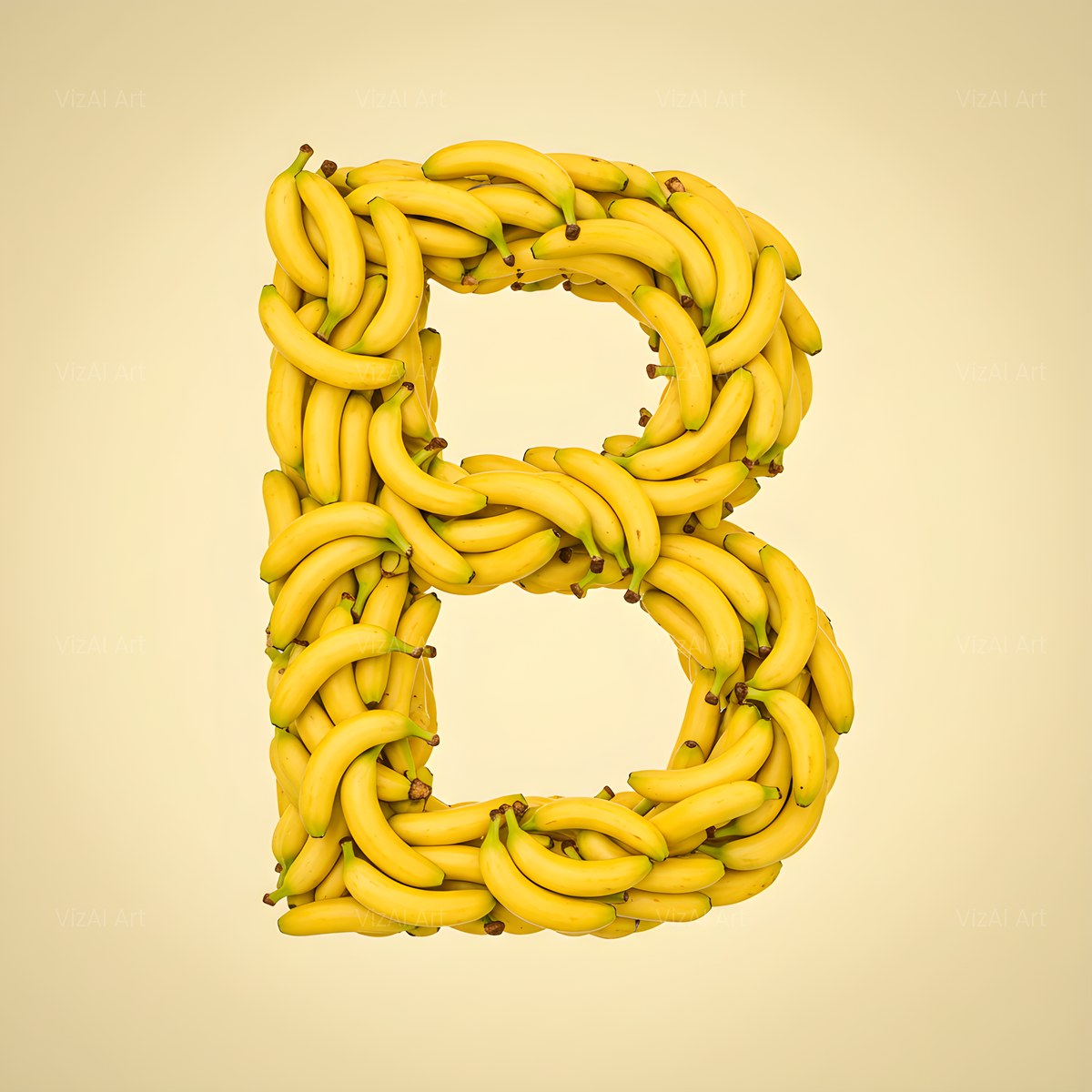 Golden Banana Bunch alphabet — printable letter B
