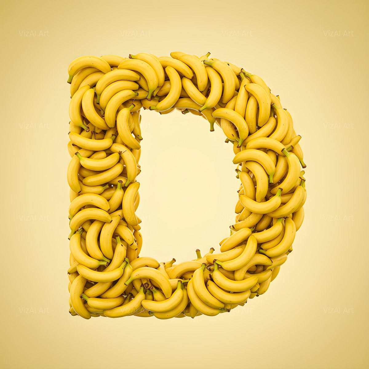 Golden Banana Bunch alphabet — printable letter D