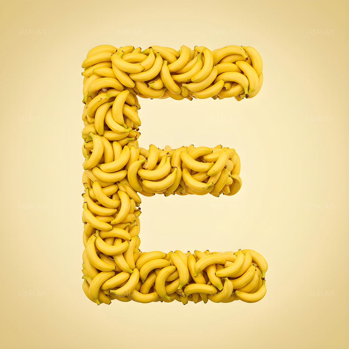 Golden Banana Bunch alphabet — printable letter E