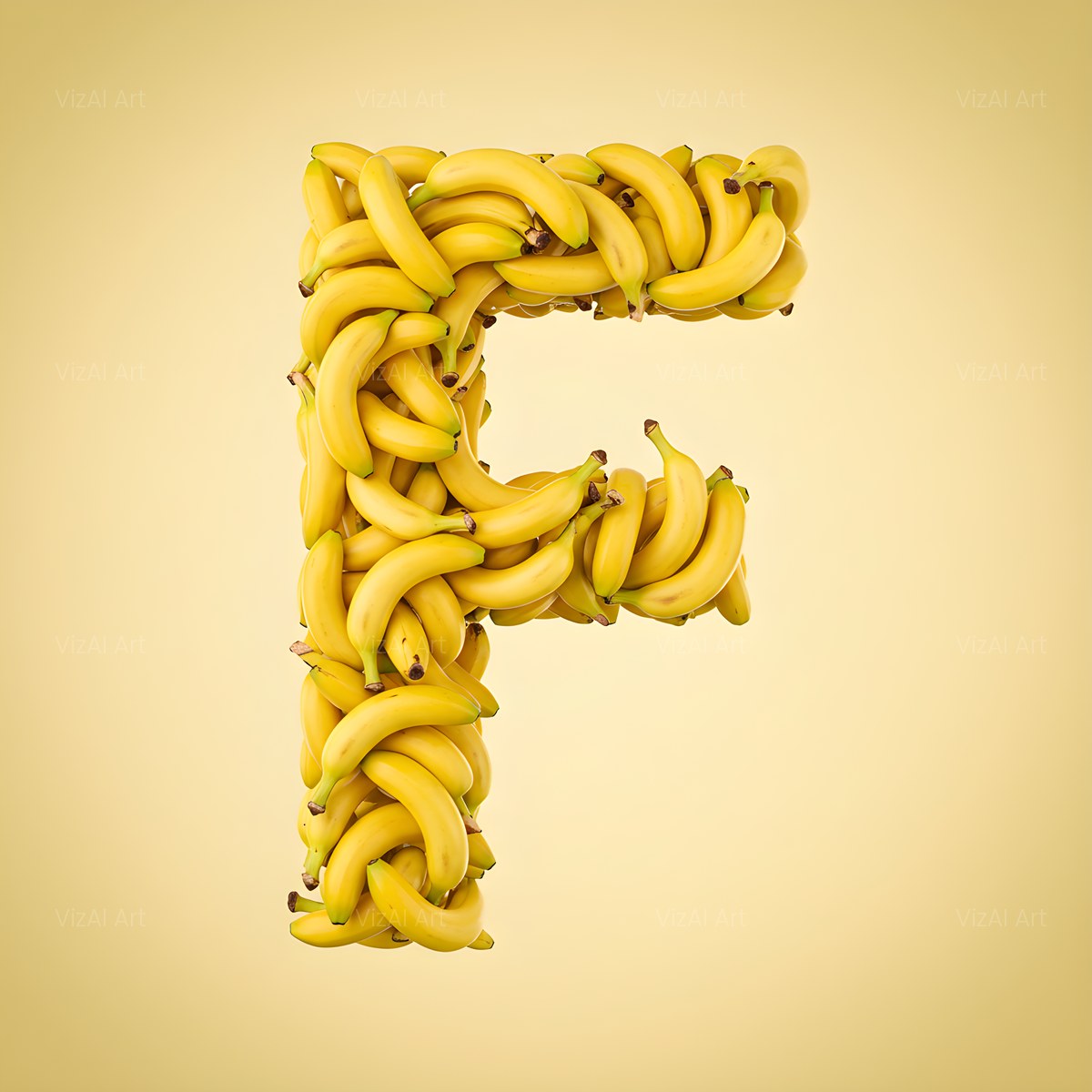 Golden Banana Bunch alphabet — printable letter F