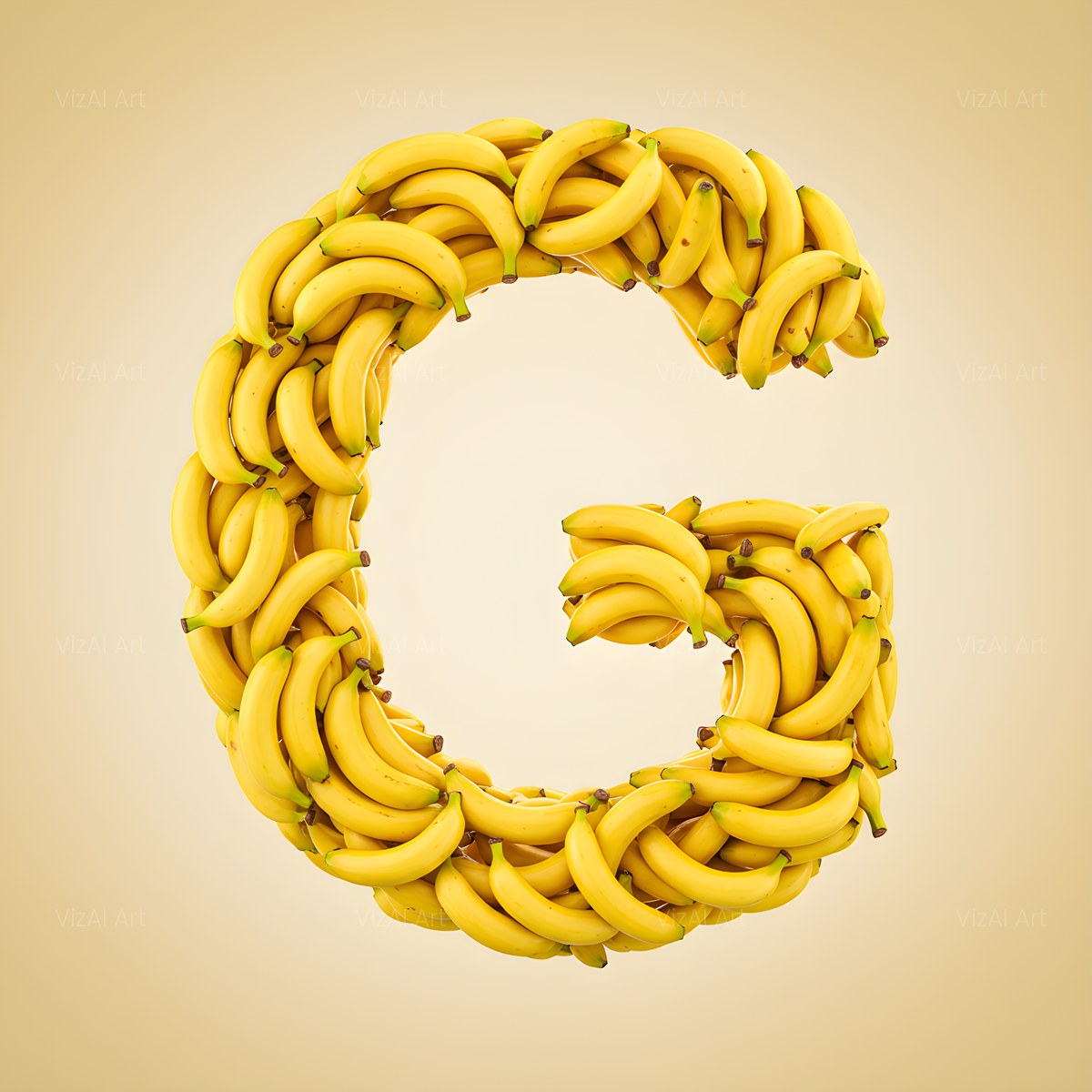 Golden Banana Bunch alphabet — printable letter G