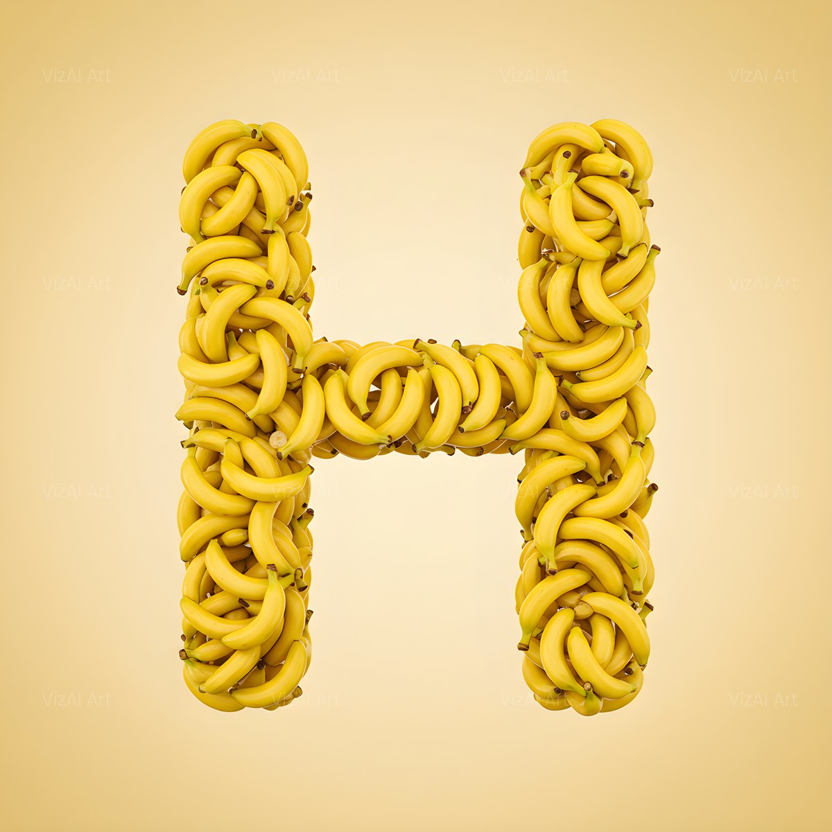 Golden Banana Bunch alphabet — printable letter H