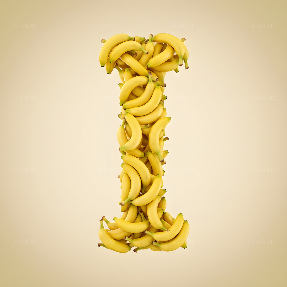 Golden Banana Bunch alphabet — printable letter I