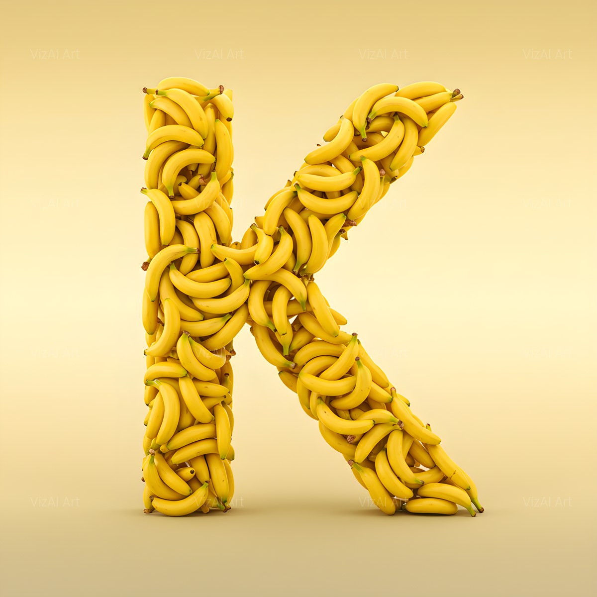Golden Banana Bunch alphabet — printable letter K