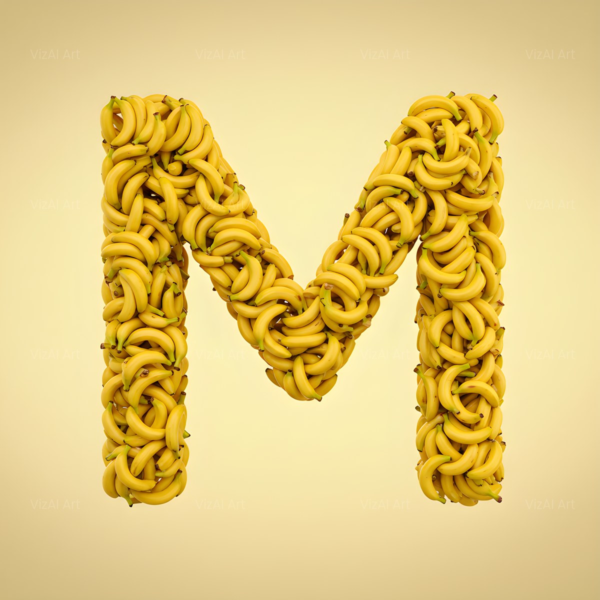 Golden Banana Bunch alphabet — printable letter M