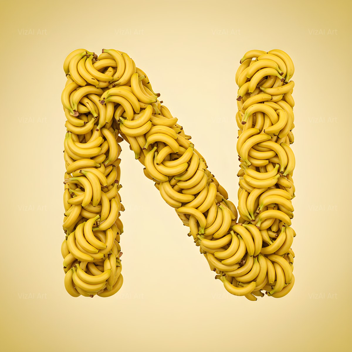 Golden Banana Bunch alphabet — printable letter N
