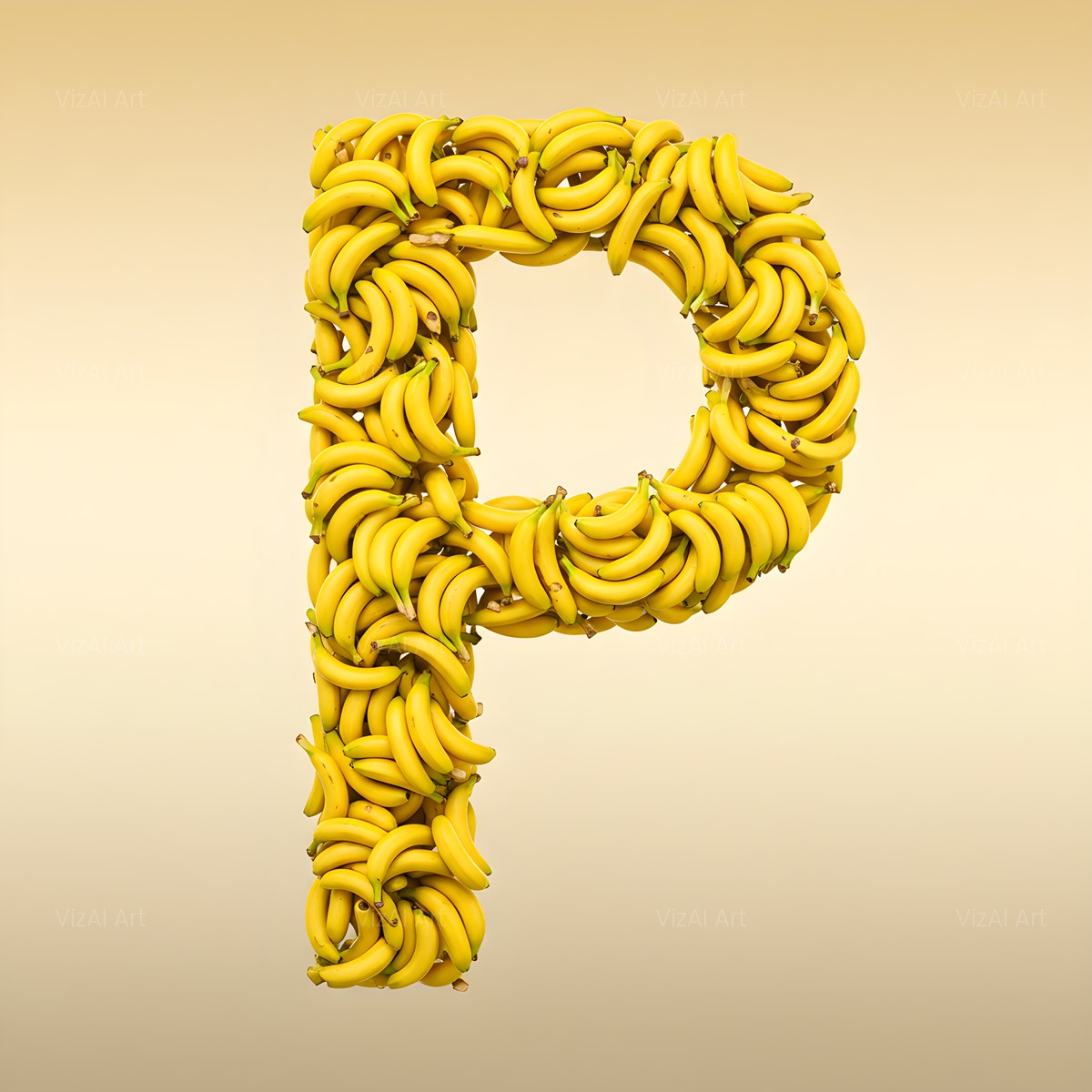 Golden Banana Bunch alphabet — printable letter P