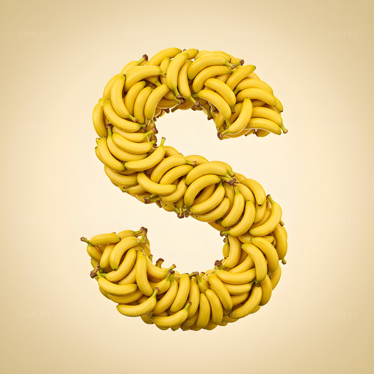 Golden Banana Bunch alphabet — printable letter S